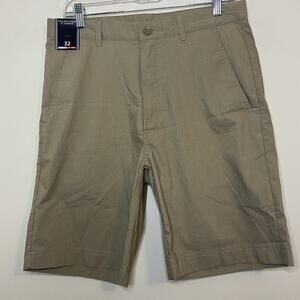 Roundtree & Yorke Classic Fit Shorts Men's 32 Flat Front Chino Beige Ripstop NWT